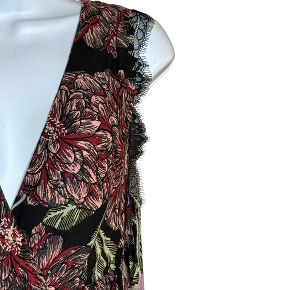 Free People Marnie Floral Plunge Tie Side Swing Mini Dress Black/Plum Sz XS - Picture 6 of 11